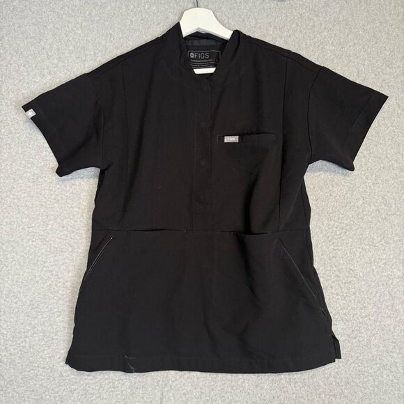 Figs Technical Collection Women's Small Black Short Sleeve Scrub Top Blouse - Picture 1 of 7